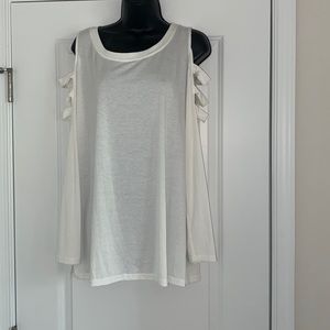 White long sleeve shirt with cut out in sleeves size xl